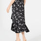 Saia midi com babados e estampa floral Alfani feminina, preta, tamanho 14