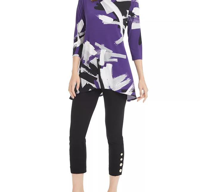 Blusa feminina estampada Alfani, roxa, tamanho pequeno e pequeno