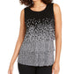 Top Alfani Feminino Petite com Estampa de Bolinhas e Camadas, Preto, Tamanho Pequeno
