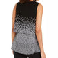 Top Alfani Feminino Petite com Estampa de Bolinhas e Camadas, Preto, Tamanho Pequeno