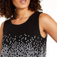 Top Alfani Feminino Petite com Estampa de Bolinhas e Camadas, Preto, Tamanho Pequeno
