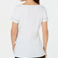 JM Collection Top feminino com babados e amarração lateral, branco, tamanho médio