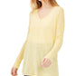 Suéter túnica feminino canelado de manga comprida, amarelo brilhante, tamanho médio, da INC International Concepts