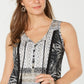 Top feminino com cadarço e borlas Style &amp; Co, preto, tamanho extra pequeno