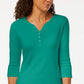 Karen Scott Top Henley de Algodão Feminino Verde Tamanho P
