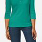 Karen Scott Top Henley de Algodão Feminino Verde Tamanho P