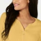 Camisa Henley de algodão pequena Karen Scott feminina, amarela, tamanho pequeno, extra grande