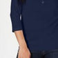 Camisa Henley de algodão feminina Karen Scott, azul, tamanho pequeno e pequeno