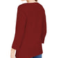 Camisa Henley Karen Scott Feminina Pequena Manga 3/4, Cor Merlot, Tamanho Médio