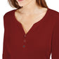 Camisa Henley Karen Scott Feminina Pequena Manga 3/4, Cor Merlot, Tamanho Médio