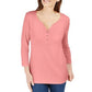 Camisa Henley de algodão pequena Karen Scott feminina, rosa, tamanho médio
