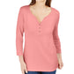 Camisa Henley de algodão pequena Karen Scott feminina, rosa, tamanho pequeno GG