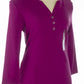 Camisa Henley de algodão pequena feminina Karen Scott, roxa, tamanho pequeno