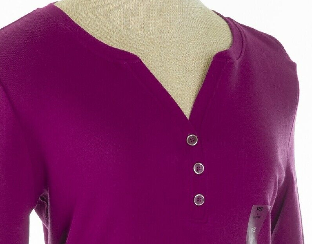 Camisa Henley de algodão pequena feminina Karen Scott, roxa, tamanho pequeno