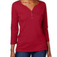 Camisa Henley de algodão feminina Karen Scott, tamanho médio, vermelha, pequena, extra grande