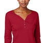 Camisa Henley de algodão feminina Karen Scott, tamanho médio, vermelha, pequena, extra grande