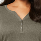 Karen Scott Blusa feminina plus size de algodão com decote aberto, cinza, tamanho 2X