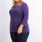 Karen Scott Blusa feminina plus size de algodão com decote aberto, roxa, tamanho 2, extra grande