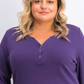 Karen Scott Top feminino plus size de algodão com decote aberto, roxo, tamanho 1X