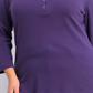 Karen Scott Top feminino plus size de algodão com decote aberto, roxo, tamanho 1X