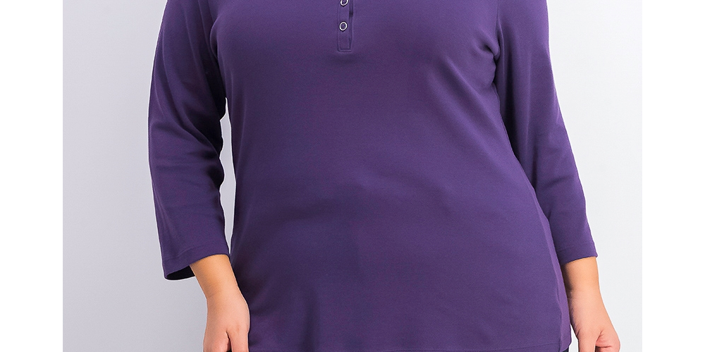 Karen Scott Top feminino plus size de algodão com decote aberto, roxo, tamanho 1X