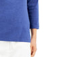 Blusa feminina Karen Scott de algodão com manga 3/4, azul, tamanho médio