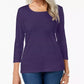 Karen Scott Top feminino de algodão com decote redondo, tamanho pequeno, roxo, tamanho médio