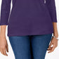 Karen Scott Top feminino de algodão com decote redondo, tamanho pequeno, roxo, tamanho médio