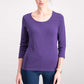 Blusa feminina Karen Scott com decote redondo, tamanho regular e pequeno, azul, tamanho pequeno