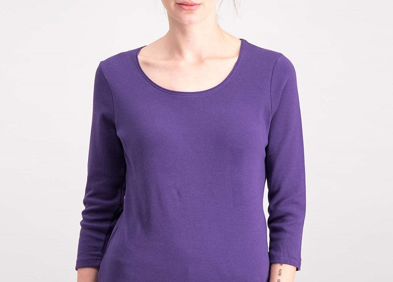Blusa feminina Karen Scott com decote redondo, tamanho regular e pequeno, azul, tamanho pequeno