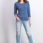 Karen Scott Top feminino de algodão com decote redondo, tamanho pequeno, azul, pequeno