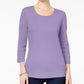 Karen Scott Top feminino de algodão com decote redondo, tamanho extra grande, roxo