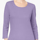 Karen Scott Top feminino de algodão com decote redondo, tamanho extra grande, roxo