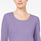 Karen Scott Top feminino de algodão com decote redondo, tamanho extra grande, roxo