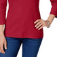 Karen Scott Top feminino de algodão com decote redondo, tamanho pequeno, vermelho brilhante