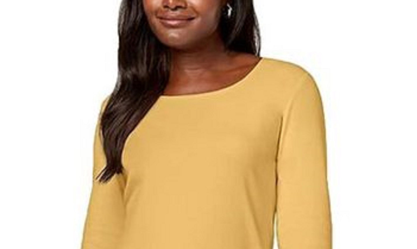 Karen Scott Top feminino de algodão com decote redondo, tamanho pequeno, amarelo
