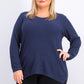 Karen Scott Blusa feminina plus size de algodão com decote redondo, azul, tamanho 1X