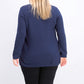 Karen Scott Blusa feminina plus size de algodão com decote redondo, azul, tamanho 1X