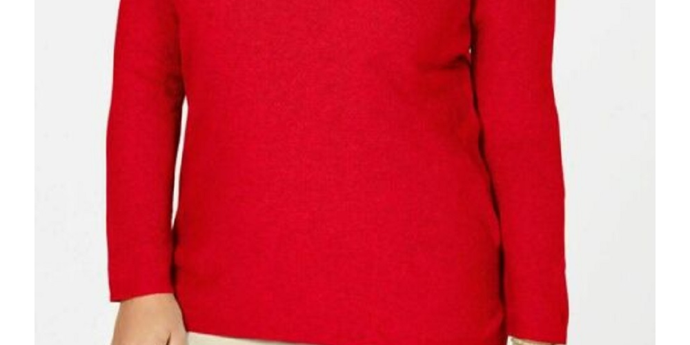 Karen Scott Top Plus Size Feminino de Algodão com Decote Redondo Vermelho Tamanho 1X