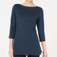 Karen Scott Blusa Feminina Gola Canoa Estampada Azul Marinho Tamanho P