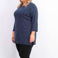 Karen Scott Blusa Plus Size Feminina Space-Dye Manga 3/4 Azul Marinho Tamanho 0X