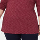 Karen Scott Blusa Plus Size Feminina Space-Dye Manga 3/4 Vermelha Tamanho 0X