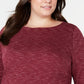 Karen Scott Plus Size Feminino Space-Dye Vermelho Tamanho Extra Grande