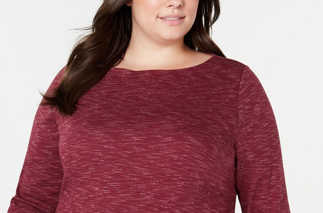 Karen Scott Plus Size Feminino Space-Dye Vermelho Tamanho Extra Grande