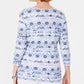 Karen Scott Blusa Feminina Petite Ikat Estampada Azul Tamanho P