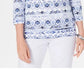 Karen Scott Blusa Feminina Petite Ikat Estampada Azul Tamanho P