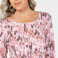 Blusa feminina Karen Scott estampada manga 3/4 vermelha tamanho pequeno
