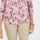 Blusa feminina Karen Scott estampada manga 3/4 vermelha tamanho pequeno