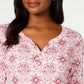 Karen Scott Blusa Henley Feminina Estampada Manga 3/4 Mellow Rose Tamanho Pequeno