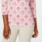 Karen Scott Blusa Henley Feminina Estampada Manga 3/4 Mellow Rose Tamanho Pequeno